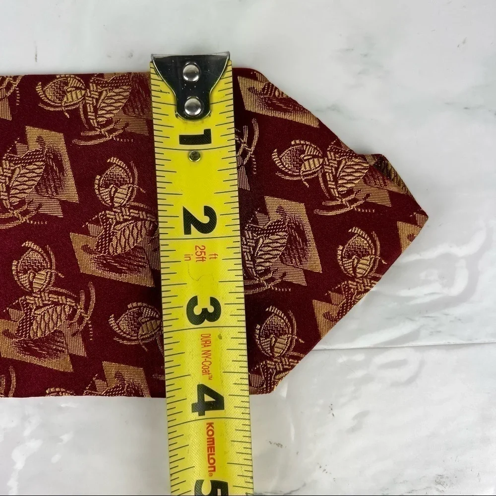 Audrey Buckner Mens Necktie Tie Burgundy Red Gold 100% European Silk Made In USA